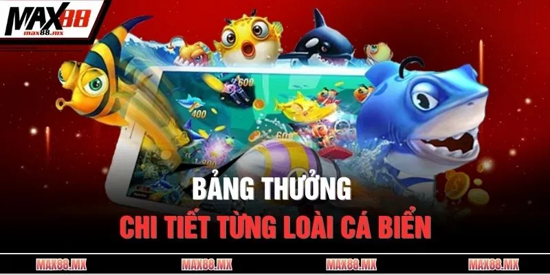 Bảng thưởng chi tiết từng loài cá biển
